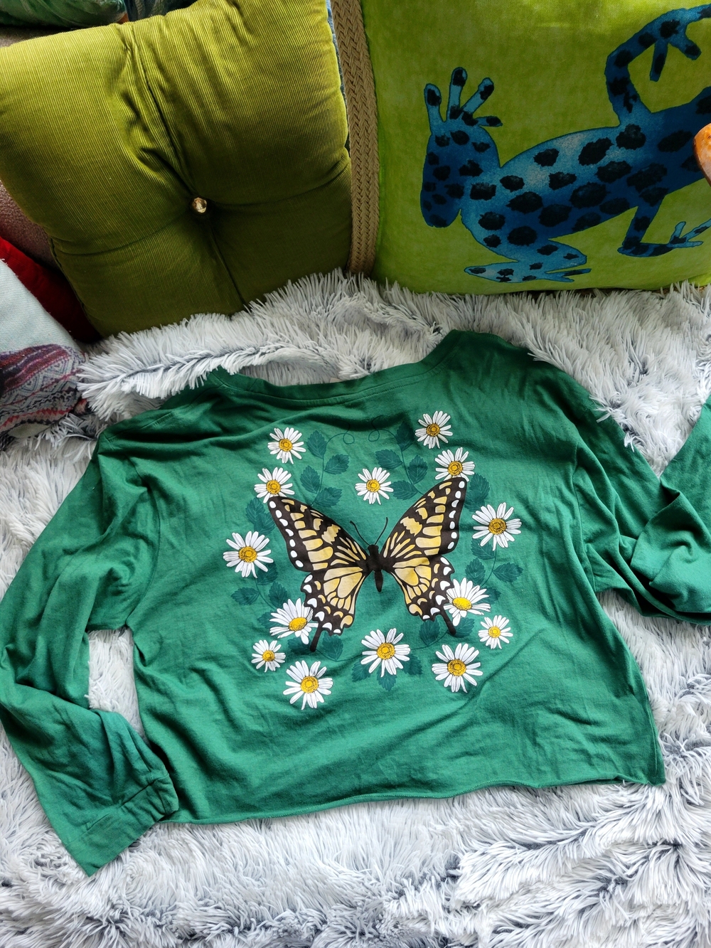 1-800 Smile Green Crop Top - Casual Women's Tee - Picture 9 of 16